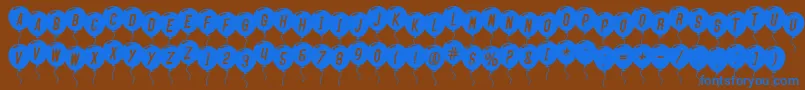 SfBalloonsItalic-Schriftart – Blaue Schriften auf braunem Hintergrund
