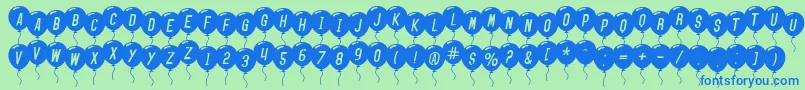 SfBalloonsItalic Font – Blue Fonts on Green Background