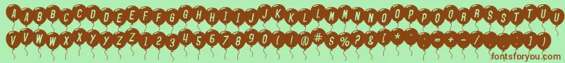 SfBalloonsItalic Font – Brown Fonts on Green Background