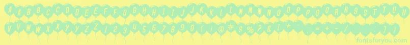 SfBalloonsItalic-Schriftart – Grüne Schriften auf gelbem Hintergrund