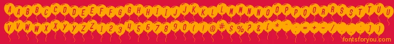 フォントSfBalloonsItalic – 赤い背景にオレンジの文字
