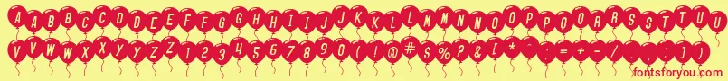 SfBalloonsItalic-Schriftart – Rote Schriften auf gelbem Hintergrund