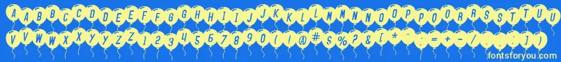 SfBalloonsItalic Font – Yellow Fonts on Blue Background