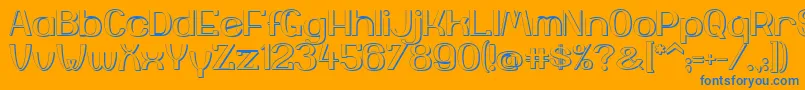 YiggivooUc3D-Schriftart – Blaue Schriften auf orangefarbenem Hintergrund