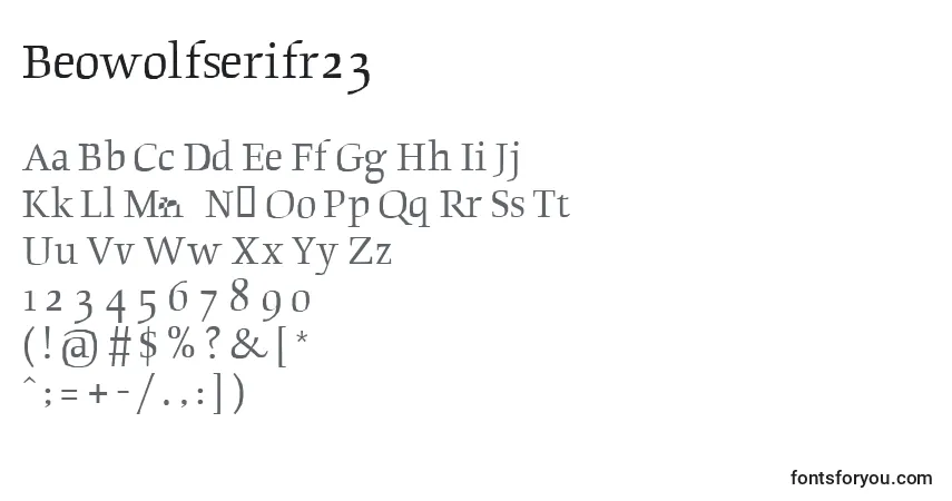 A fonte Beowolfserifr23 – alfabeto, números, caracteres especiais
