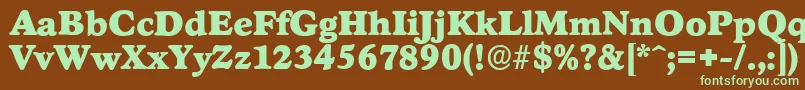 フォントStratfordserialBlackRegular – 緑色の文字が茶色の背景にあります。