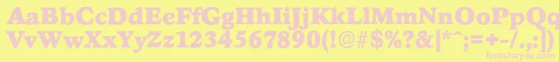 StratfordserialBlackRegular-fontti – vaaleanpunaiset fontit keltaisella taustalla