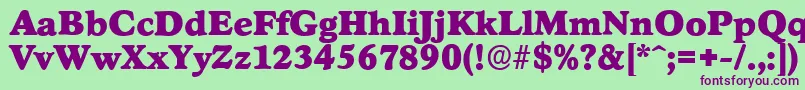 StratfordserialBlackRegular Font – Purple Fonts on Green Background