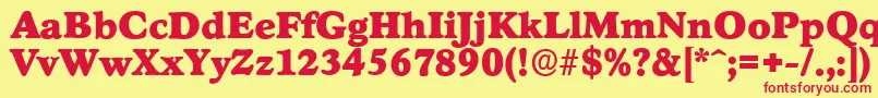 StratfordserialBlackRegular Font – Red Fonts on Yellow Background