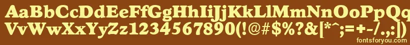 StratfordserialBlackRegular-fontti – keltaiset fontit ruskealla taustalla