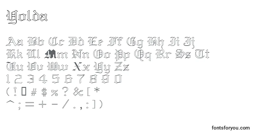 Шрифт Yolda – алфавит, цифры, специальные символы