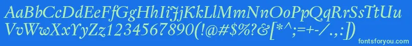 RegentProItalic Font – Green Fonts on Blue Background