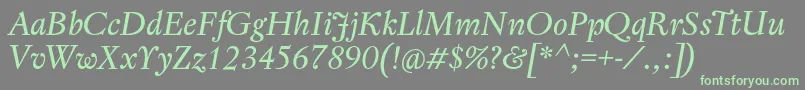 RegentProItalic-Schriftart – Grüne Schriften auf grauem Hintergrund