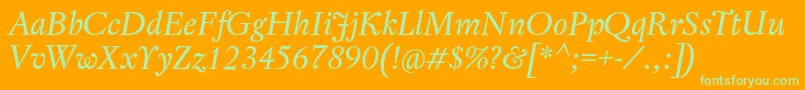 RegentProItalic Font – Green Fonts on Orange Background