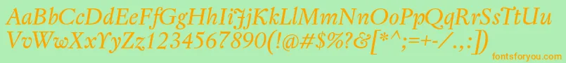 RegentProItalic Font – Orange Fonts on Green Background