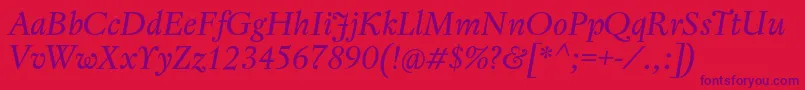 RegentProItalic-Schriftart – Violette Schriften auf rotem Hintergrund