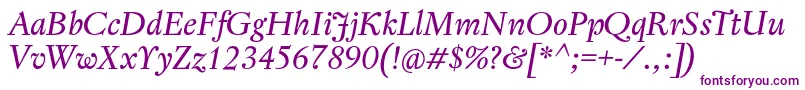 RegentProItalic-Schriftart – Violette Schriften auf weißem Hintergrund