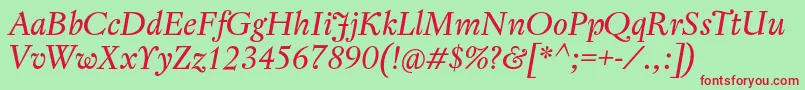 RegentProItalic Font – Red Fonts on Green Background