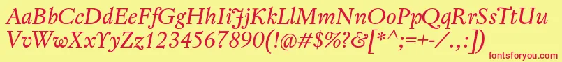 RegentProItalic Font – Red Fonts on Yellow Background