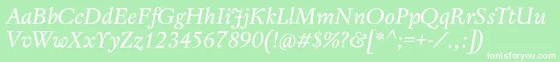 フォントRegentProItalic – 緑の背景に白い文字