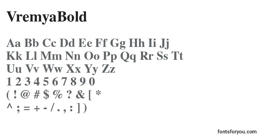 Schriftart VremyaBold – Alphabet, Zahlen, spezielle Symbole