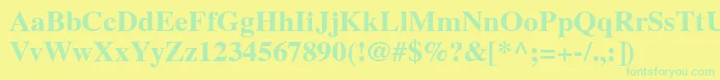 Fonte VremyaBold – fontes verdes em um fundo amarelo