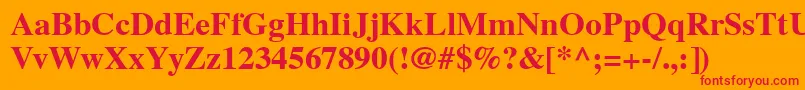 VremyaBold-Schriftart – Rote Schriften auf orangefarbenem Hintergrund