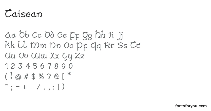 Czcionka Taisean – alfabet, cyfry, specjalne znaki