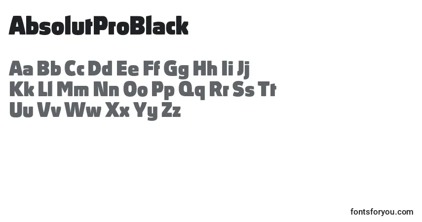 Czcionka AbsolutProBlack – alfabet, cyfry, specjalne znaki