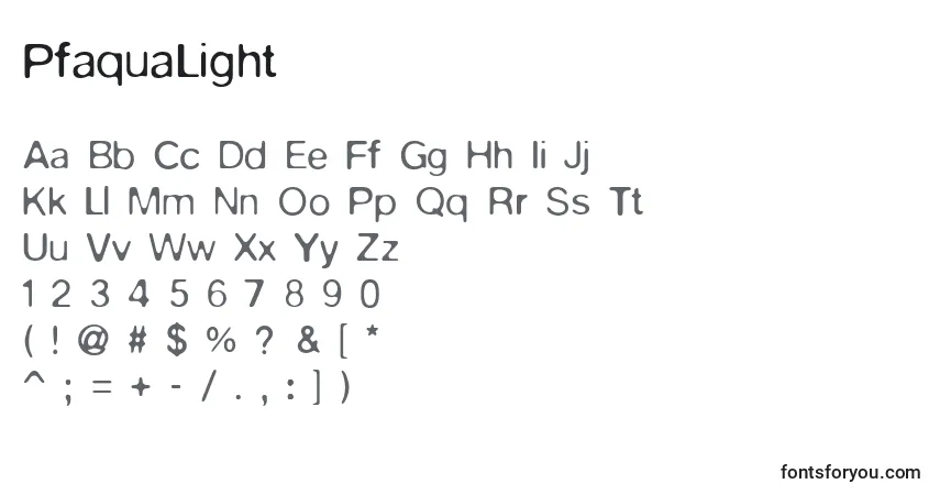 PfaquaLight Font – alphabet, numbers, special characters
