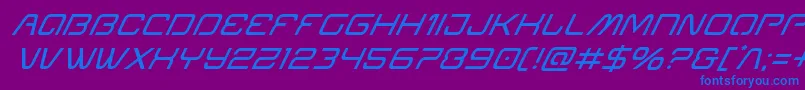 Шрифт Miraclemercurysuperital – синие шрифты на фиолетовом фоне