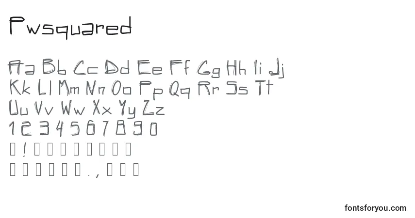 Pwsquaredフォント–アルファベット、数字、特殊文字