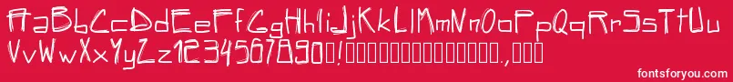 Pwsquared-Schriftart – Weiße Schriften auf rotem Hintergrund
