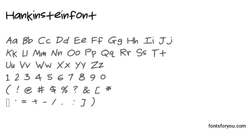 A fonte Hankinsteinfont – alfabeto, números, caracteres especiais