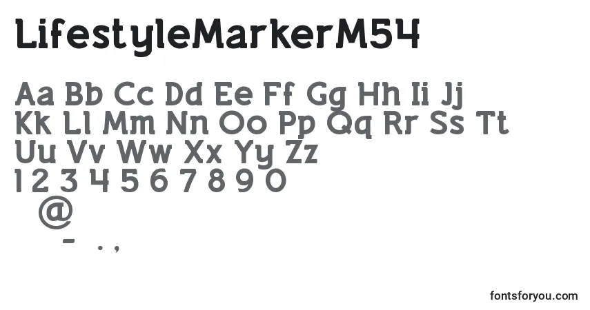 A fonte LifestyleMarkerM54 – alfabeto, números, caracteres especiais