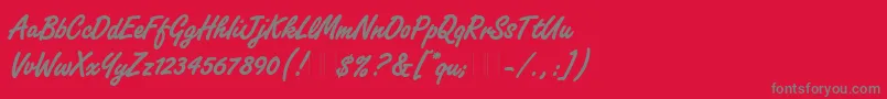 FreestyleScriptBoldPlain-Schriftart – Graue Schriften auf rotem Hintergrund