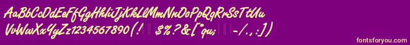 Шрифт FreestyleScriptBoldPlain – жёлтые шрифты на фиолетовом фоне