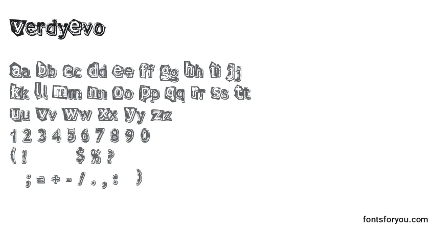 A fonte VerdyEvo – alfabeto, números, caracteres especiais