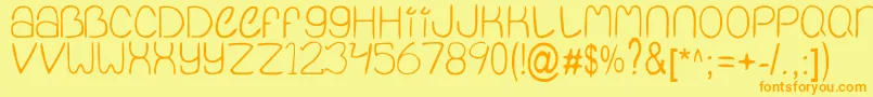QuietInfinity-fontti – oranssit fontit keltaisella taustalla