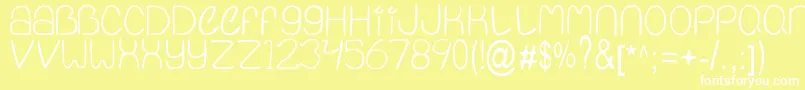 QuietInfinity-fontti – valkoiset fontit keltaisella taustalla