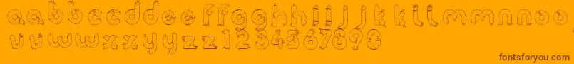 Armz-Schriftart – Braune Schriften auf orangefarbenem Hintergrund
