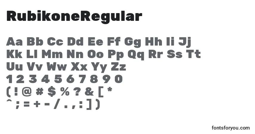 RubikoneRegular-fontti – aakkoset, numerot, erikoismerkit
