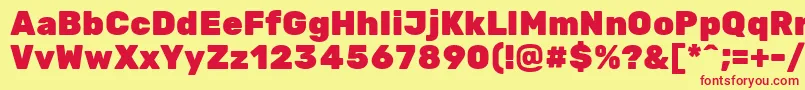 RubikoneRegular-fontti – punaiset fontit keltaisella taustalla