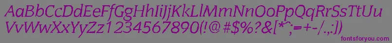 フォントCongressantiqueItalic – 紫色のフォント、灰色の背景