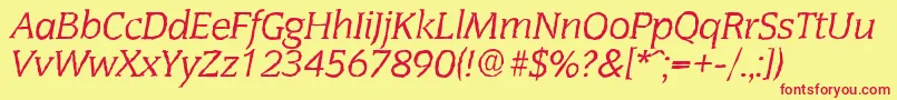 Czcionka CongressantiqueItalic – czerwone czcionki na żółtym tle