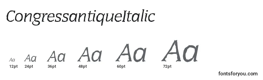 Размеры шрифта CongressantiqueItalic