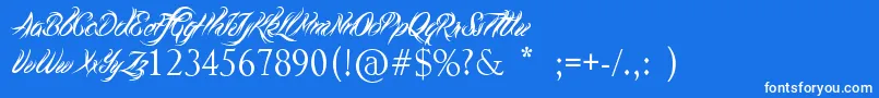 TribalScript-Schriftart – Weiße Schriften auf blauem Hintergrund