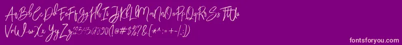 BloomyScriptFree Font – Pink Fonts on Purple Background