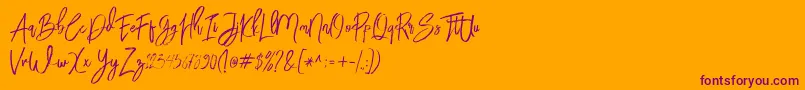 Шрифт BloomyScriptFree – фиолетовые шрифты на оранжевом фоне