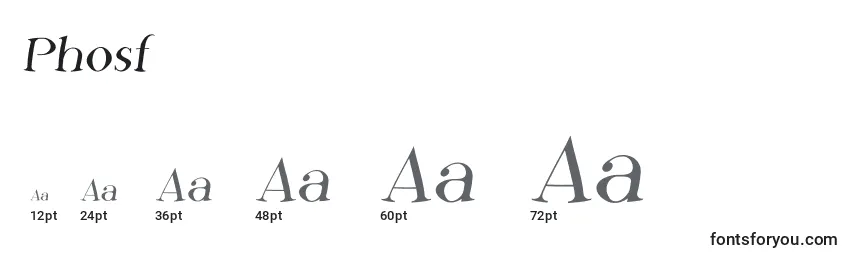 Размеры шрифта Phosf